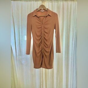 Iris Dress -Shirt Waist Dress Button-Up Nude - Medium